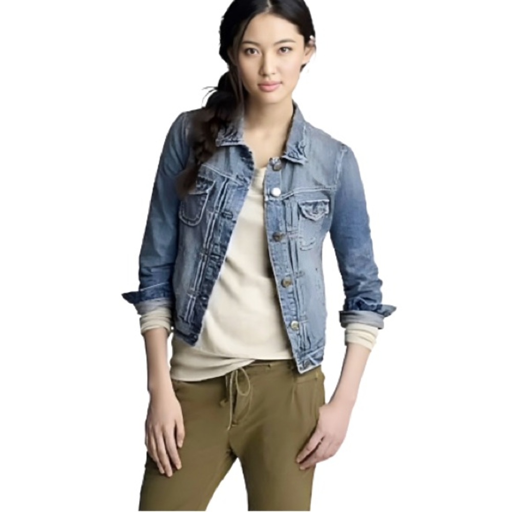 J. Crew Classic Blue Distressed Denim Jacket